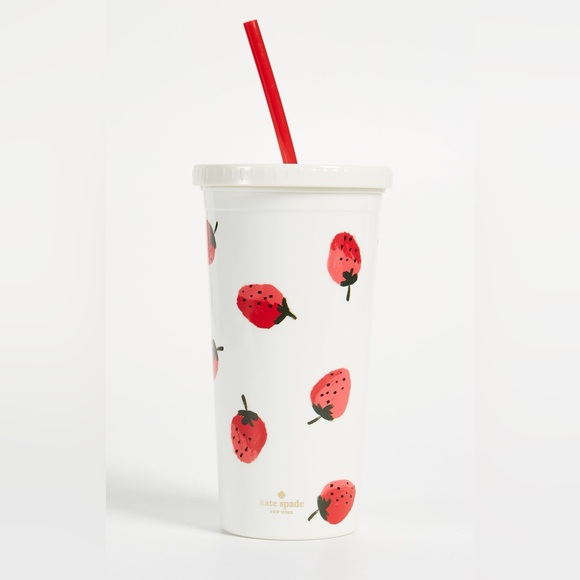 Kate spade strawberry tumbler w/ reusable straw - Picture 2 of 3
